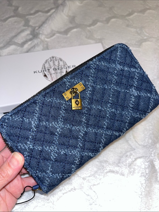 Kurt Geiger Handbags - Kurt Geiger NWT! Brixton Quilted Fringed Denim Zip Around Wallet